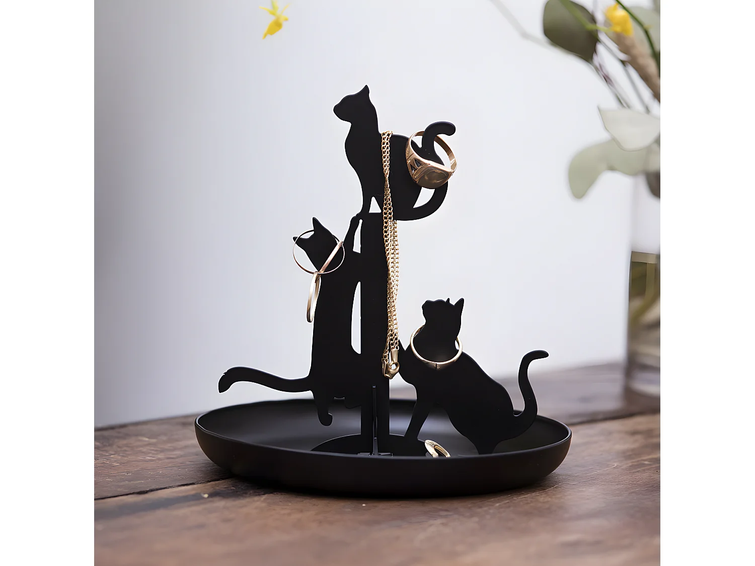 Arbre à bijoux Chats noir Noir  Kikkerland