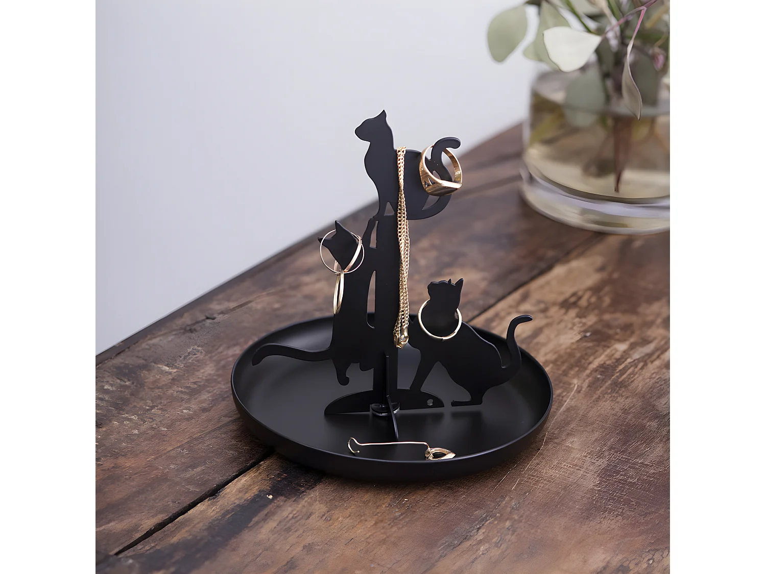 Arbre à bijoux Chats noir Noir  Kikkerland