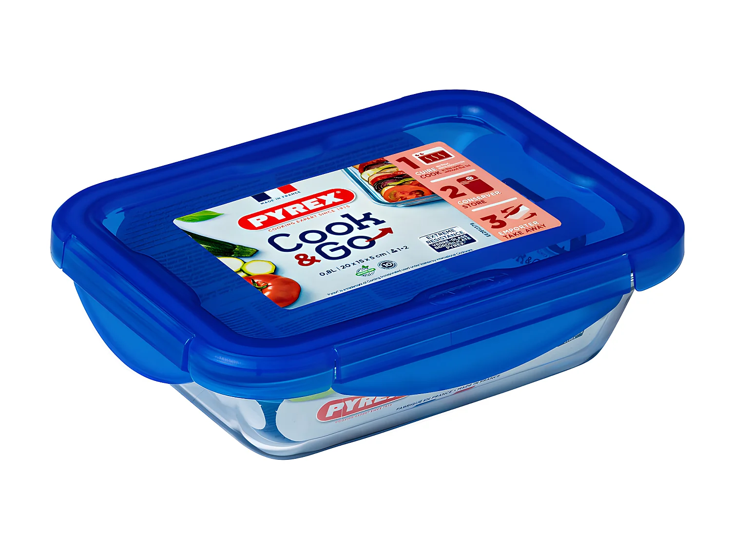 Boîte rectangle en verre avec couvercle Cook & Go 20 x 15 cm