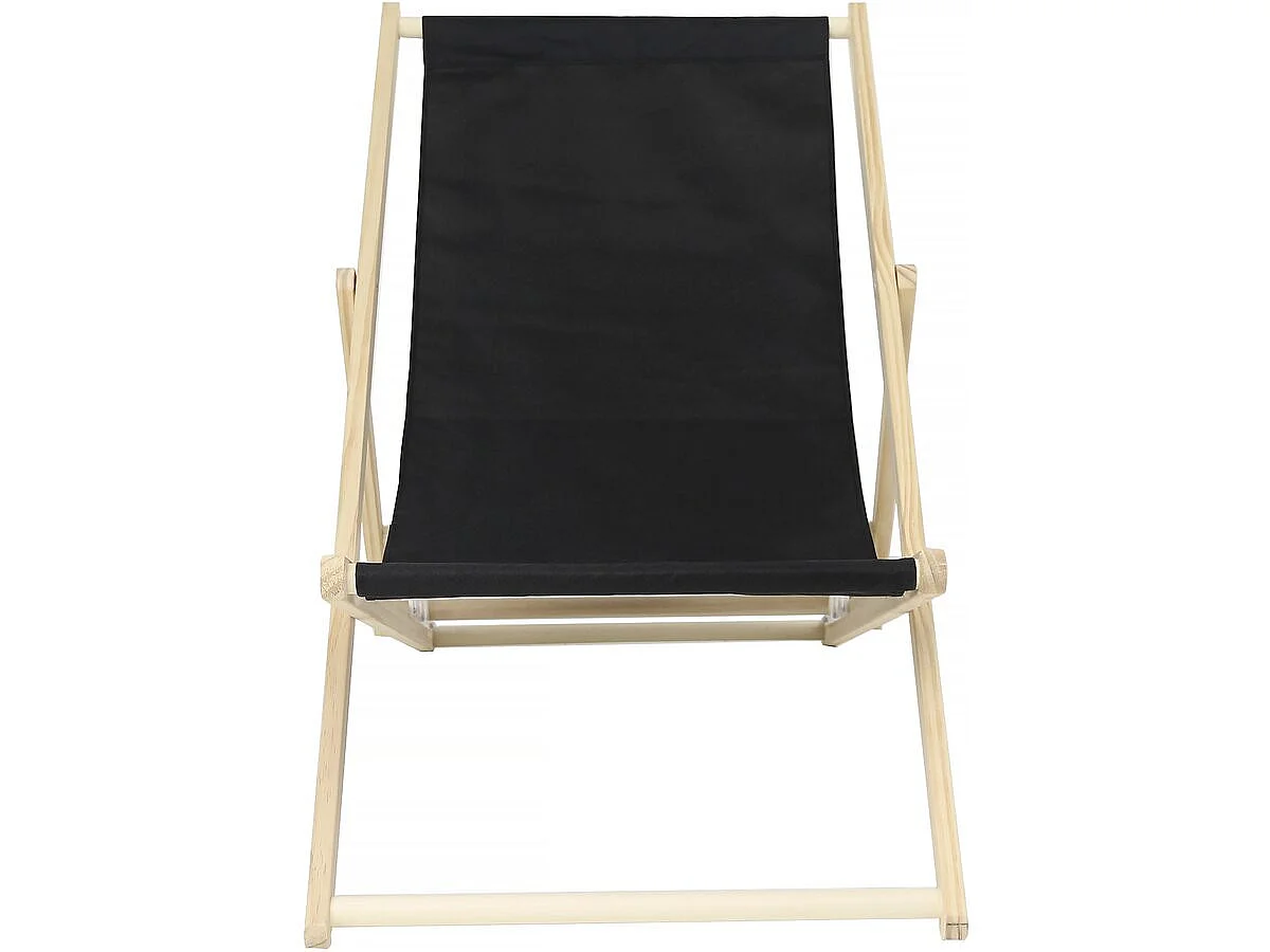 Lot de 2 transat en bois "Chilienne" - 107 x 56.5 x 81 cm - Noir