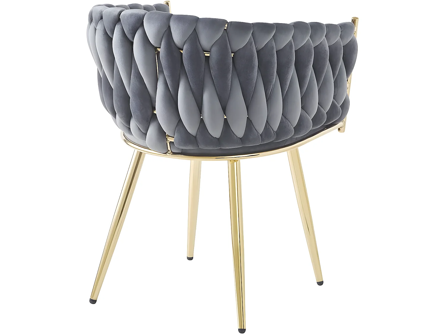 Set van 2 gevlochten fluwelen eetkamerstoelen "Séléna" - Grijs