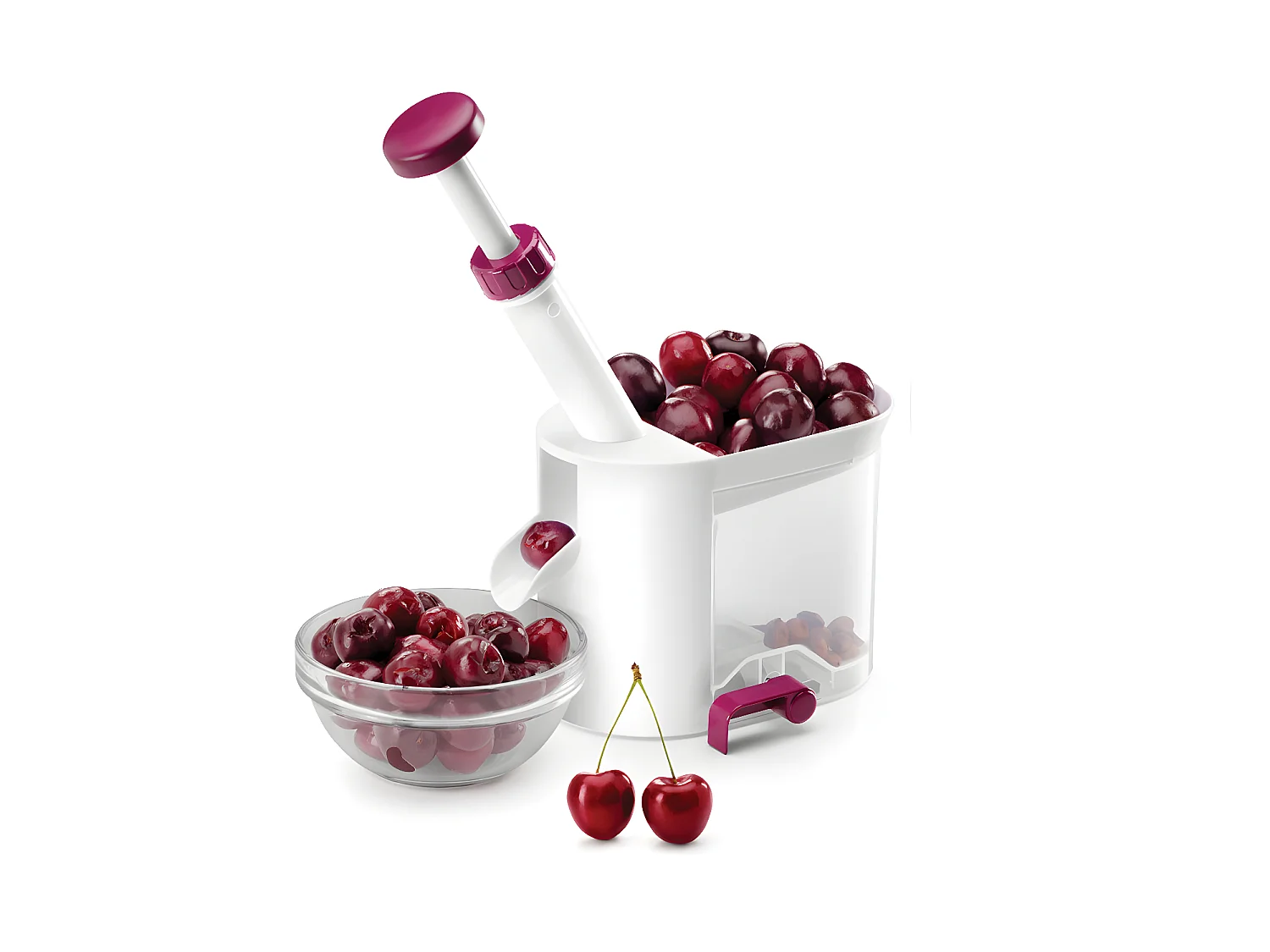 Dénoyauteur Cherry à cerises et à olives Blanc