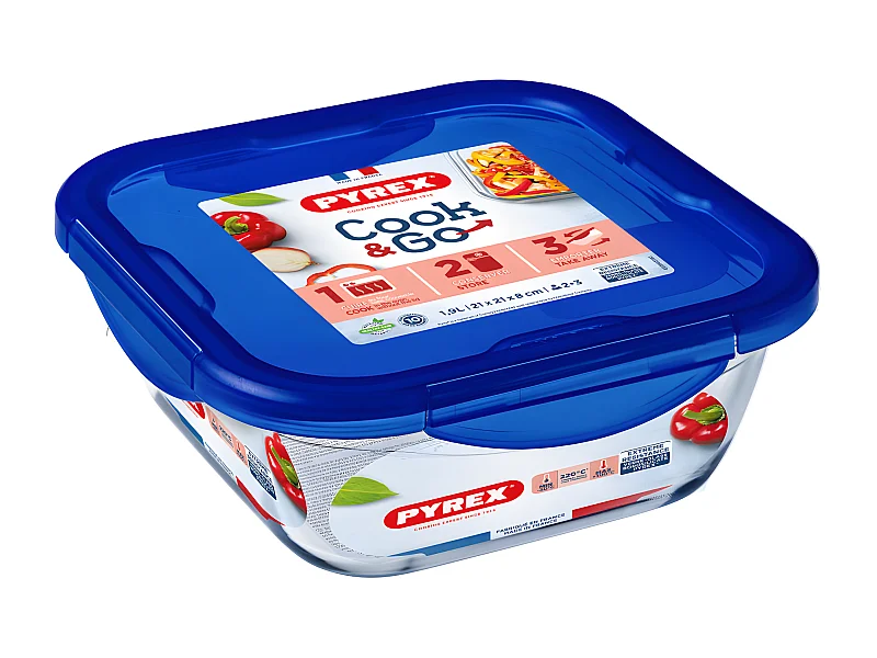 Boîte carrée avec couvercle 21 cm Cook & Go