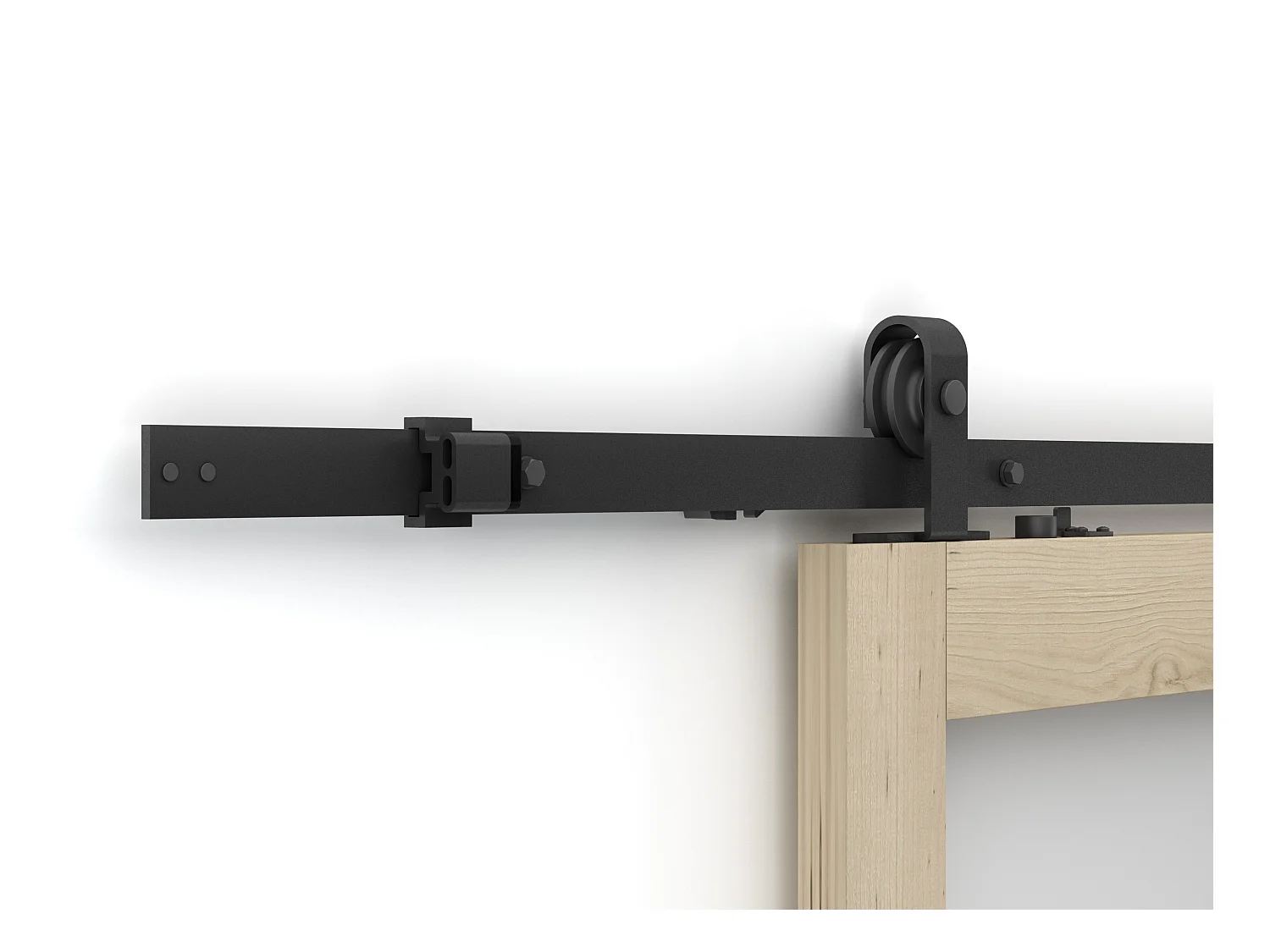 Puerta corredera con 3 ventanas - Alt. 205 x Ancho 63 cm - madera natural - Cristal templado esmerilado - ACOSTA II