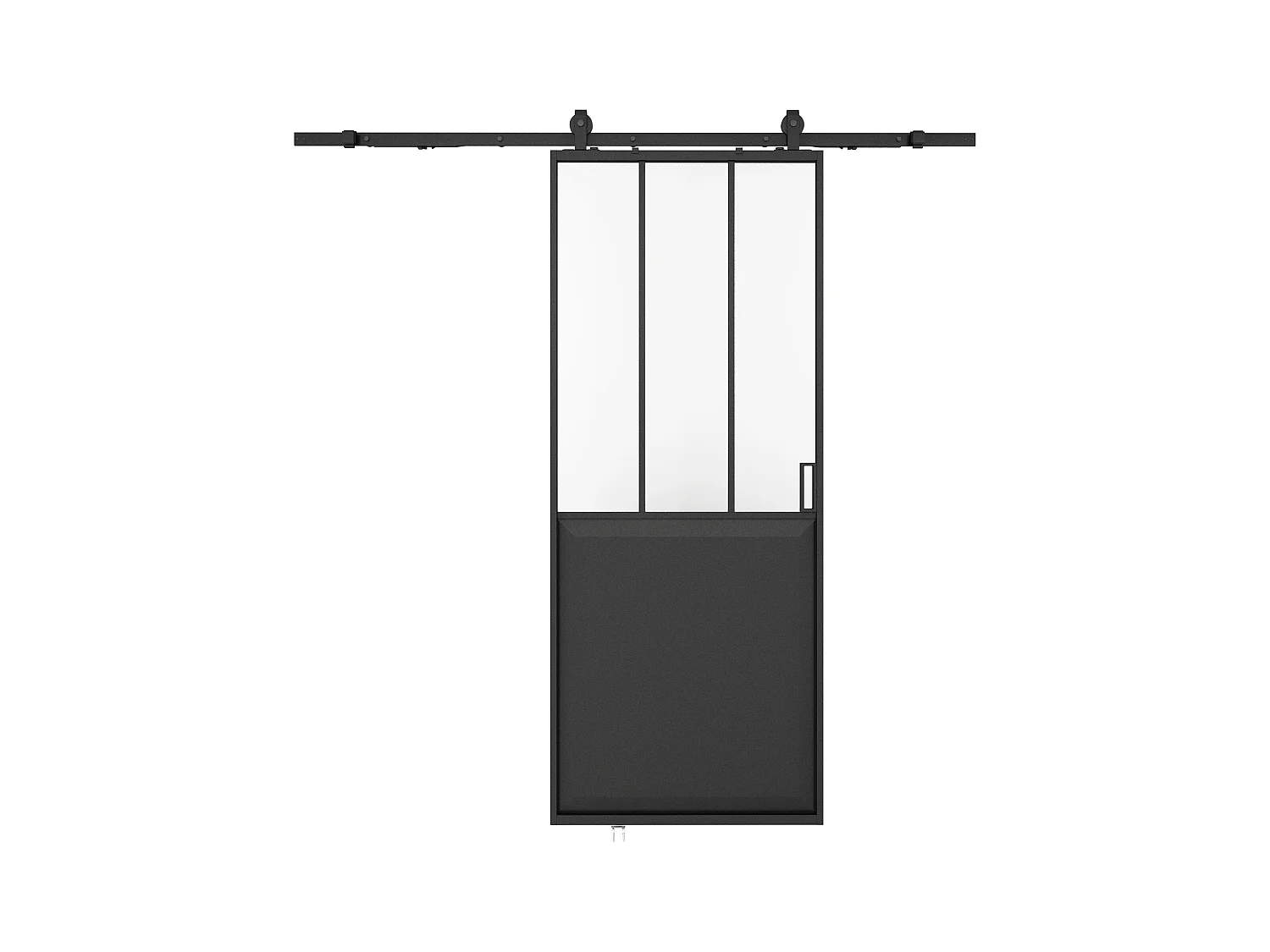 Schuifdeur werkplaatsstijl met opbouwsysteem - Zwart en mat gehard glas - H205 cm x L93 cm - ARTISTO II