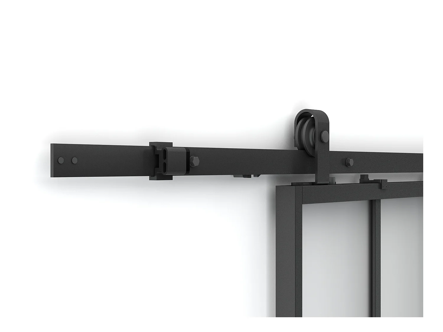 Schuifdeur werkplaatsstijl met opbouwsysteem - Zwart en mat gehard glas - H205 cm x L93 cm - ARTISTO II