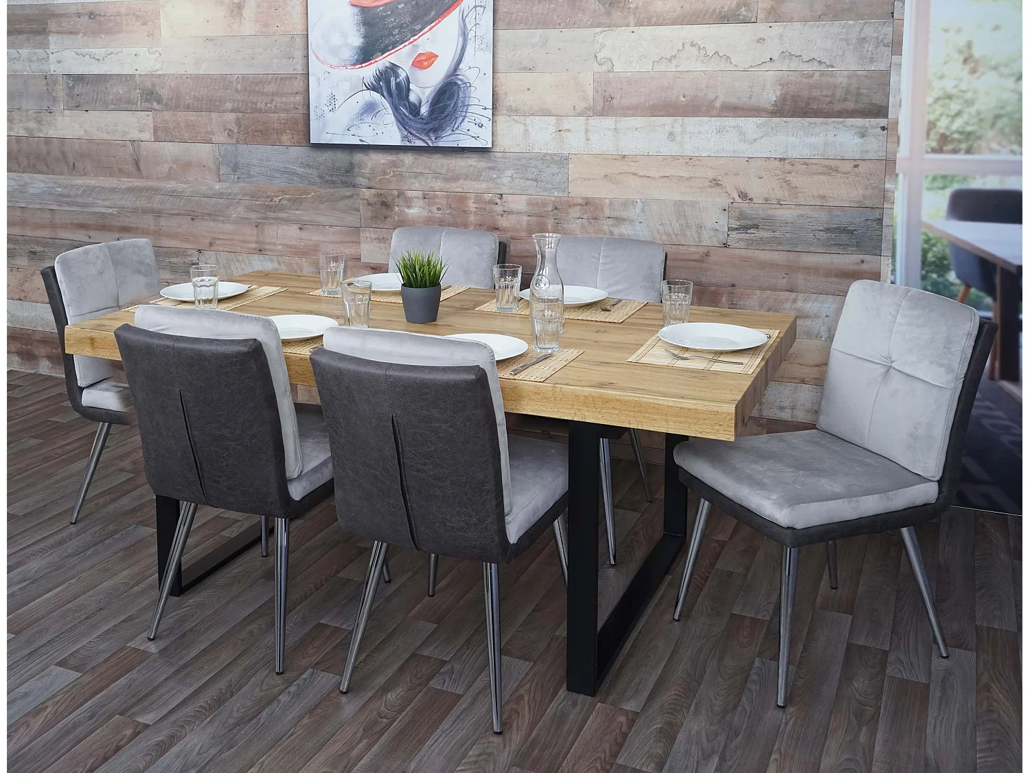 Chaise de salle à manger MCW-G48 (lot de 6),  gris