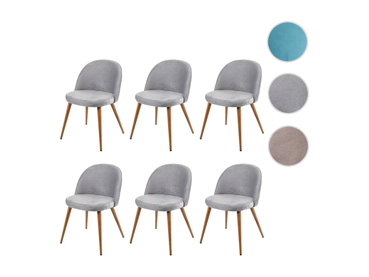 Eetkamerstoel MCW-D53 (set van 6),  lichtgrijs