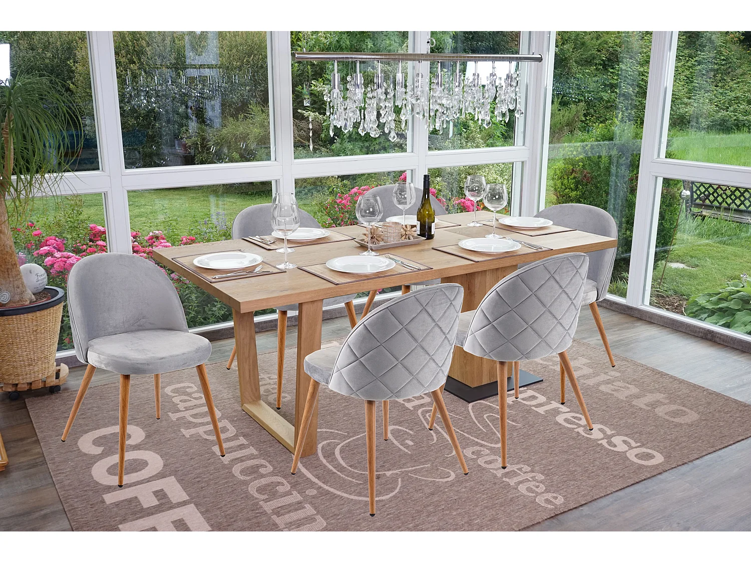 Chaise de salle à manger MCW-D53 (lot de 6),  gris clair