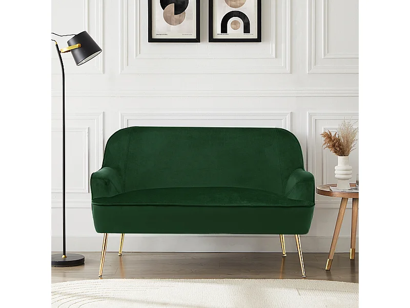 Canapé droit MARCELINO fixe velours vert