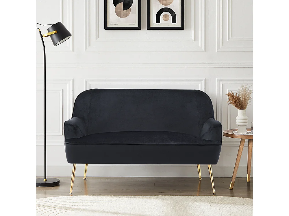 Canapé droit MARCELINO fixe velours noir