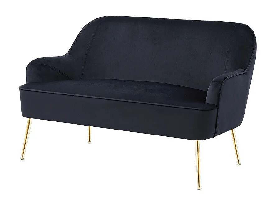 Canapé droit MARCELINO fixe velours noir