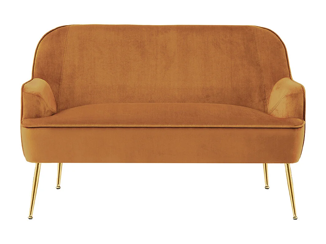 Canapé droit MARCELINO fixe velours rouille