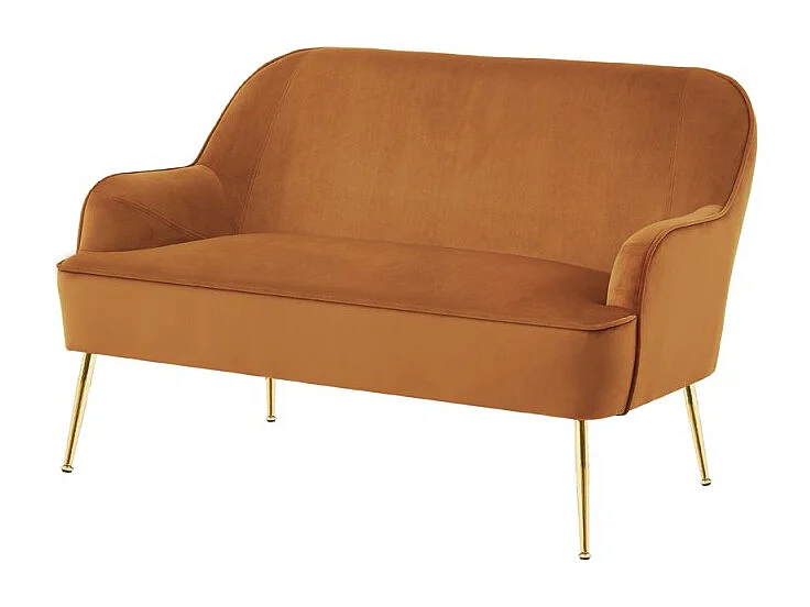 Canapé droit MARCELINO fixe velours rouille