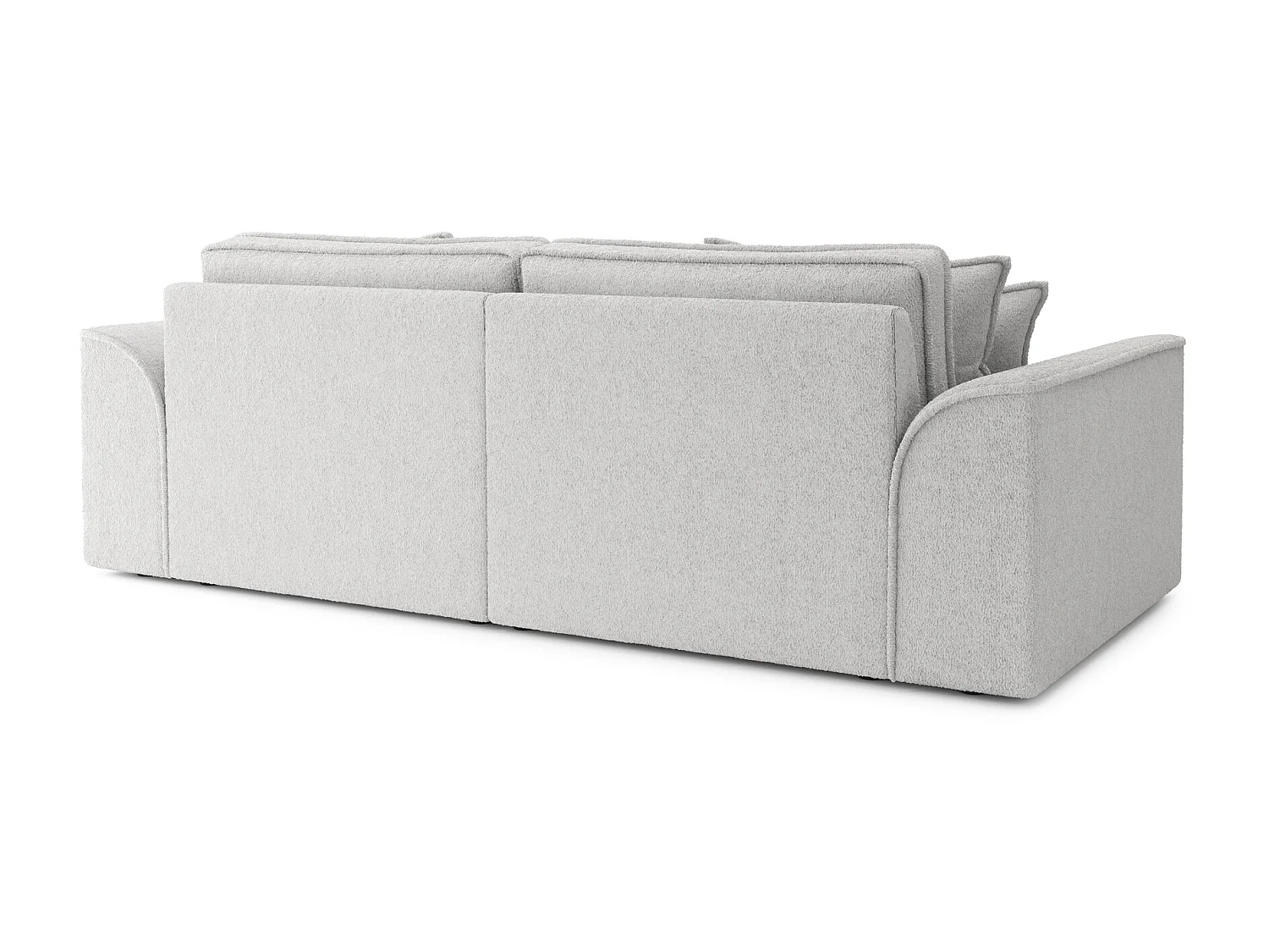 Canapé droit MARTY fixe tissu bouclette gris clair 3 places