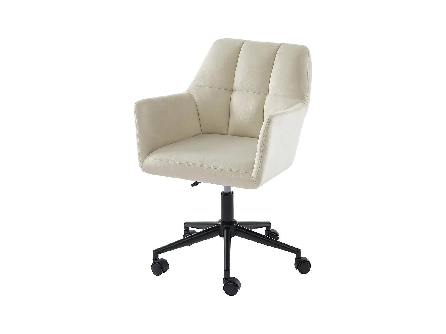 Fauteuil MONA  en velours blanc cassé avec pieds noirs