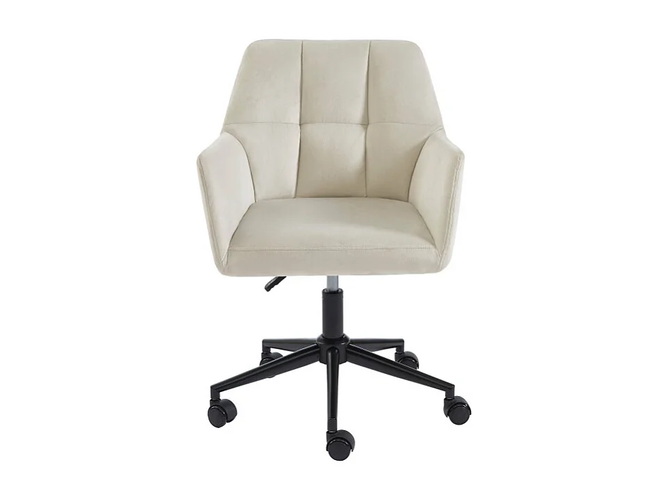 Fauteuil MONACO  en velours blanc cassé avec pieds noirs