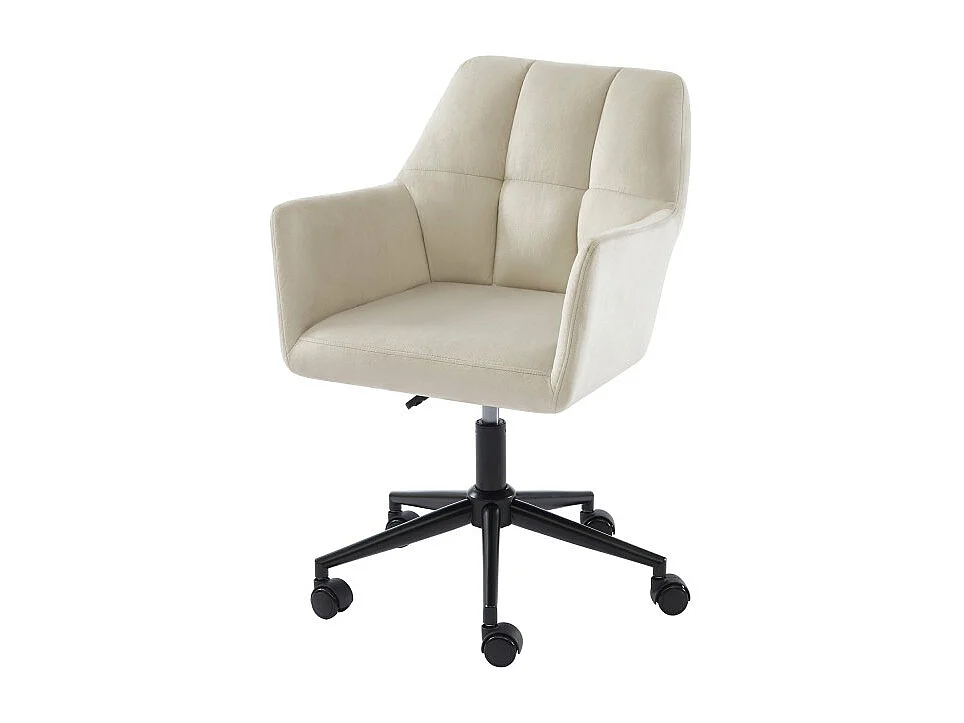 Fauteuil MONACO  en velours blanc cassé avec pieds noirs