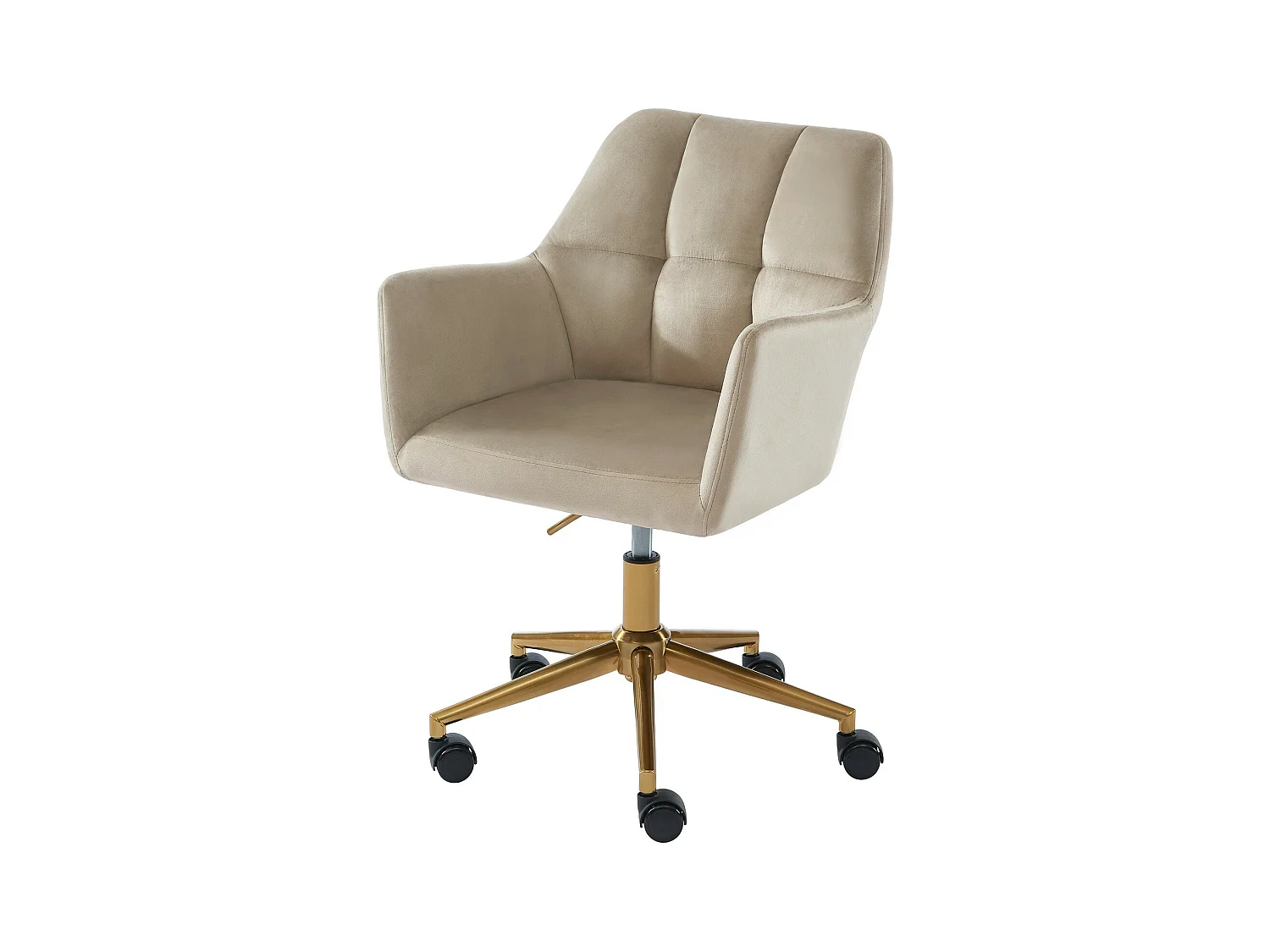 Fauteuil MONA  en velours beige avec pieds dorés