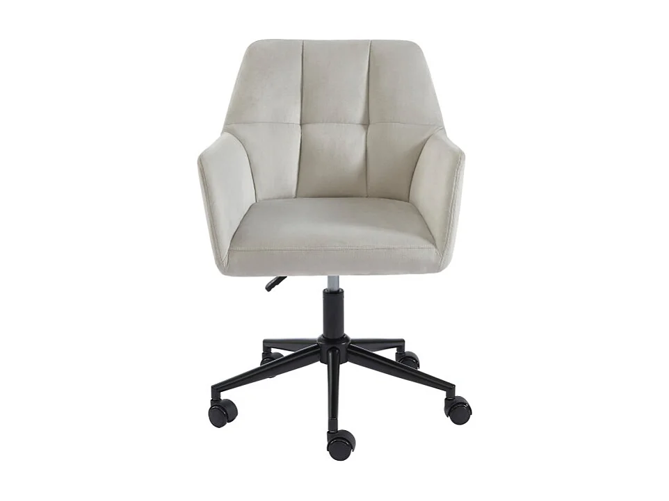 Fauteuil MONACO  en velours gris perle avec pieds noirs