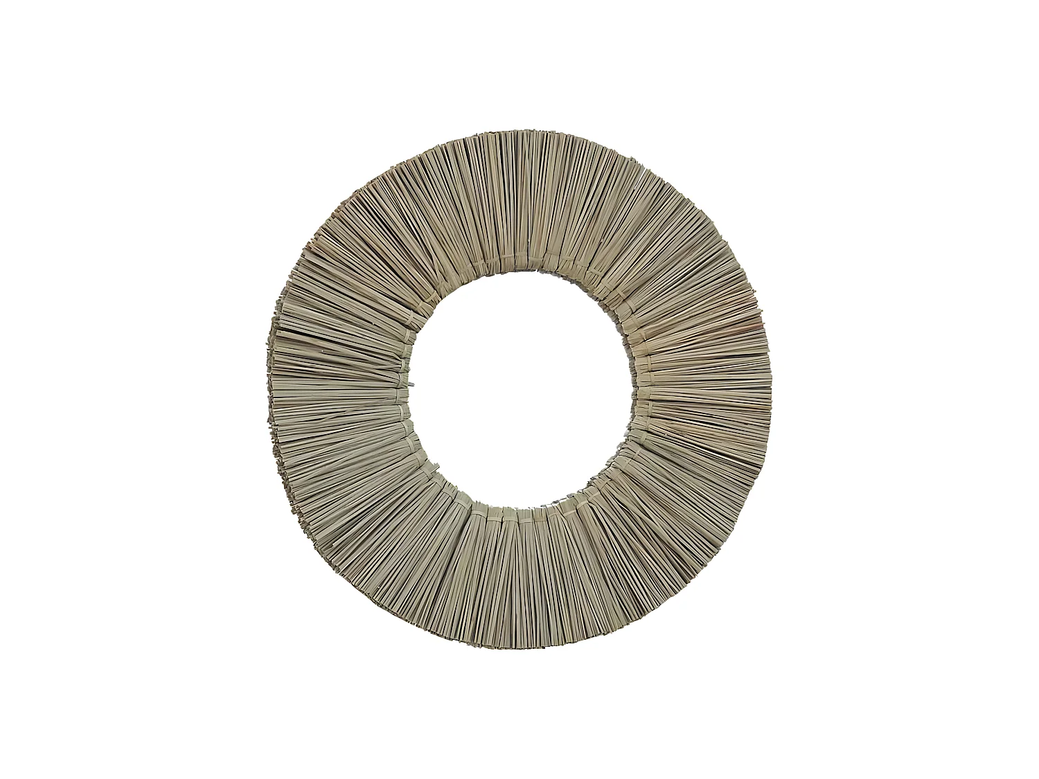 Espejo redondo de paja de mendong beige