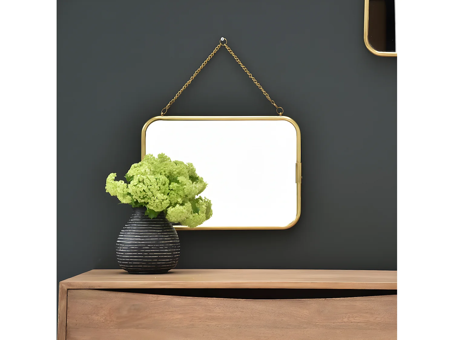 Espejo de barbería con cadena 30 x 28 cm