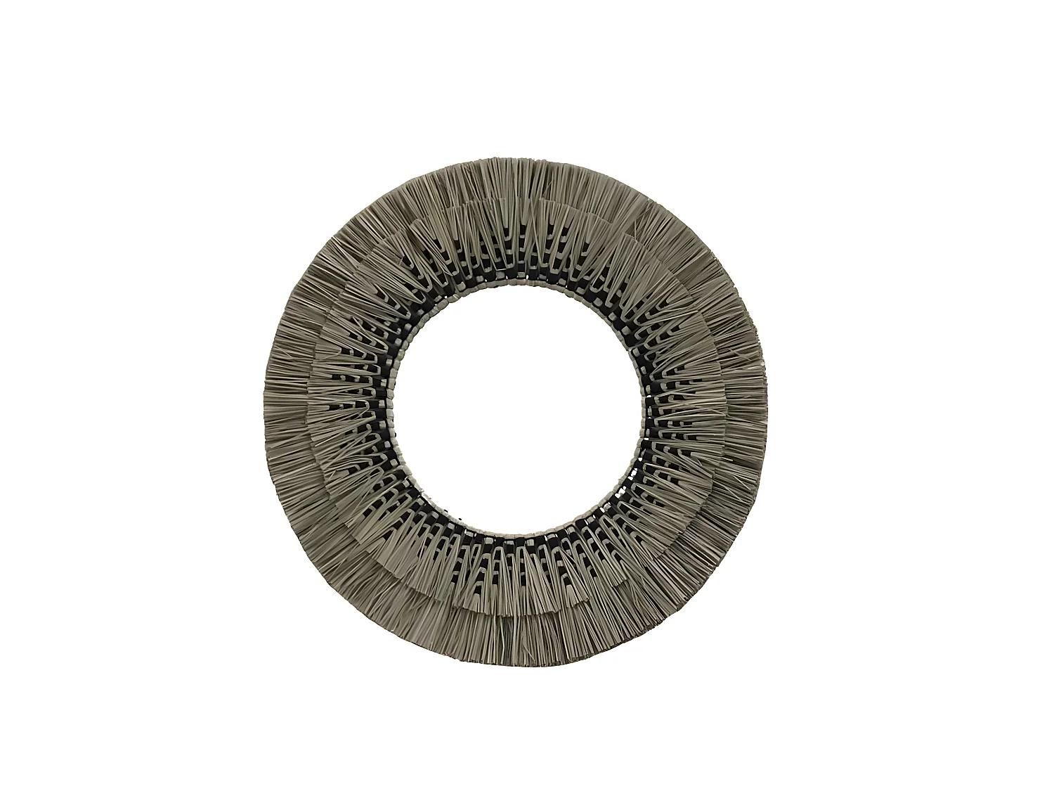 Espejo redondo de paja de mendong beige