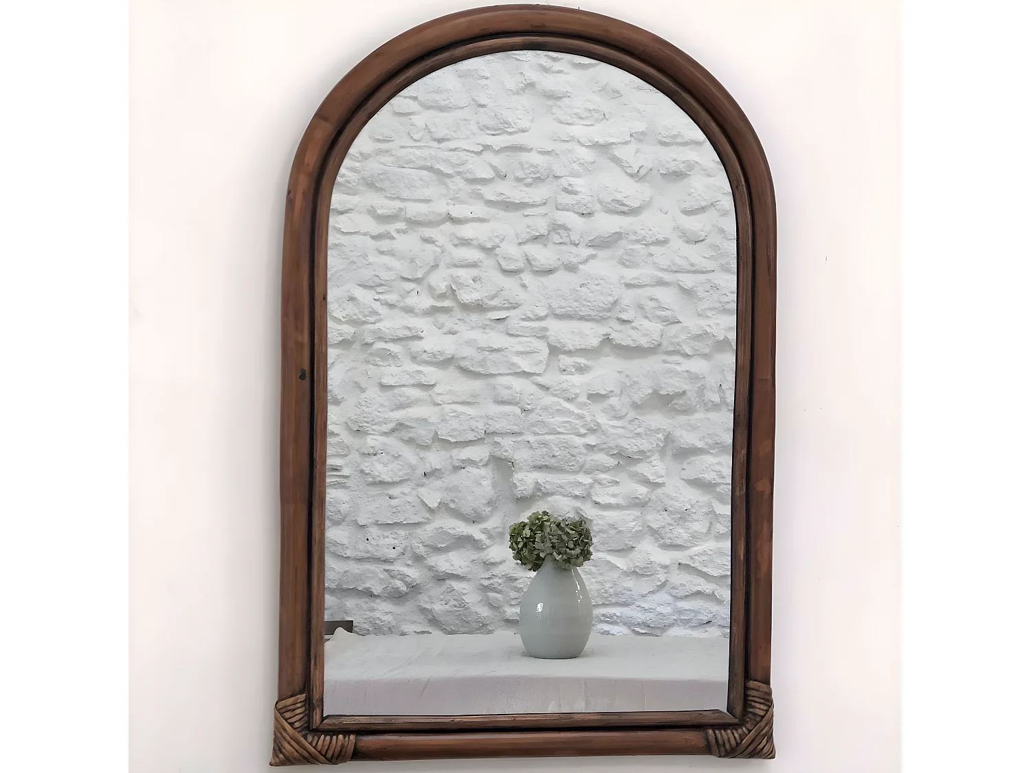 Miroir arche cadre en rotin