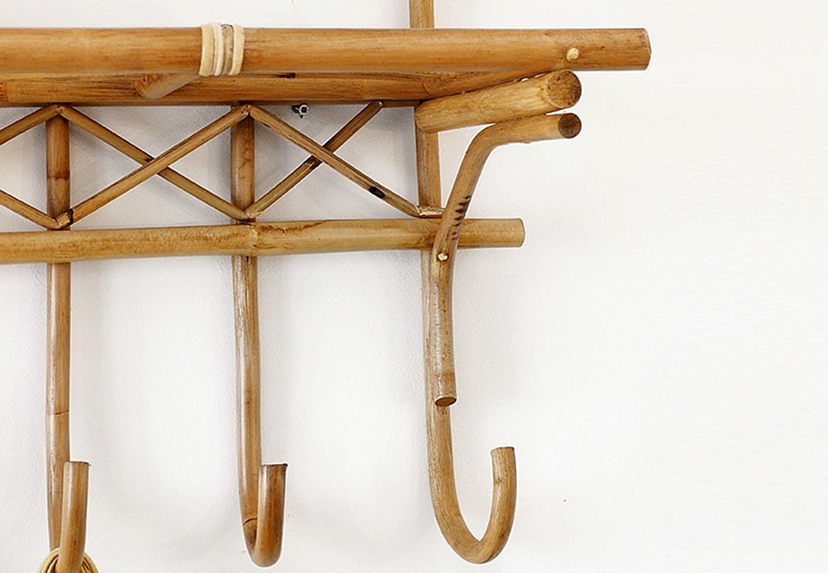Étagère Porte-manteau En Rotin Amadeus - Dimensions 30 X 25 X 35 Cm, Couleur Beige, Design Naturel - 9