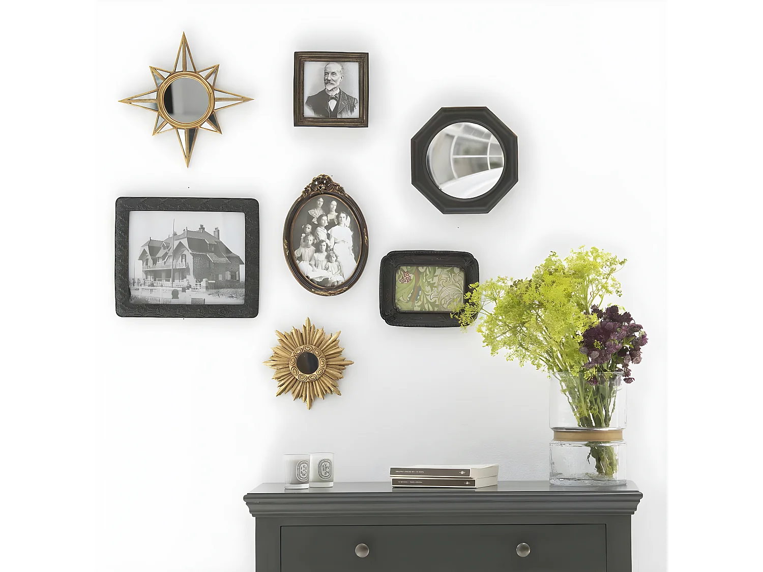 Juego de 7 marcos y espejos estilo barroco