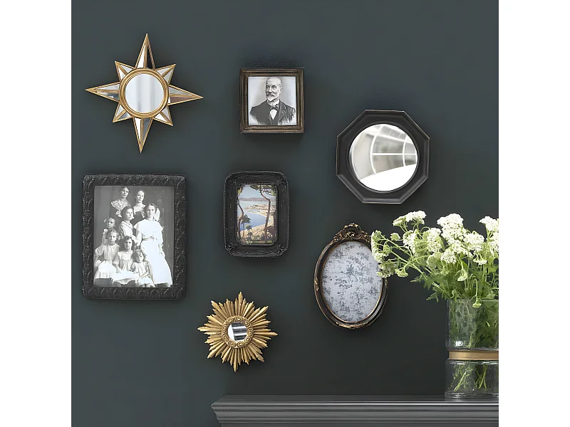 Juego de 7 marcos y espejos estilo barroco