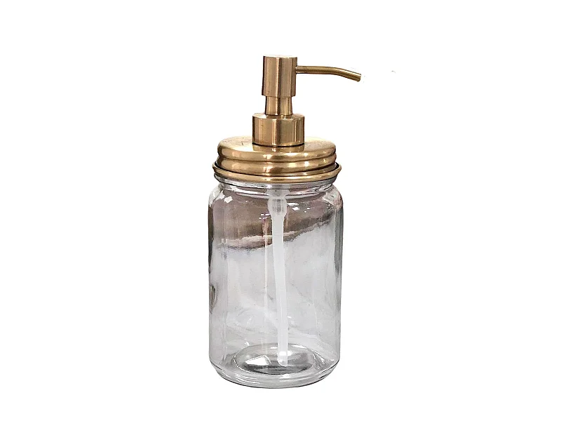 Dispensador de jabón cristal y latón oro