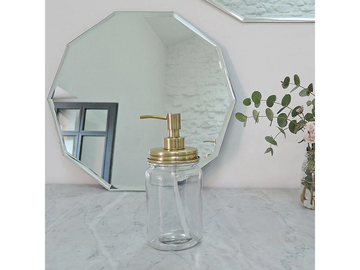 Dispensador de jabón cristal y latón oro