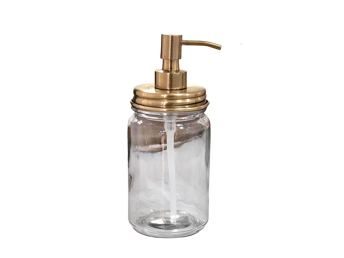 Dispensador de jabón cristal y latón oro