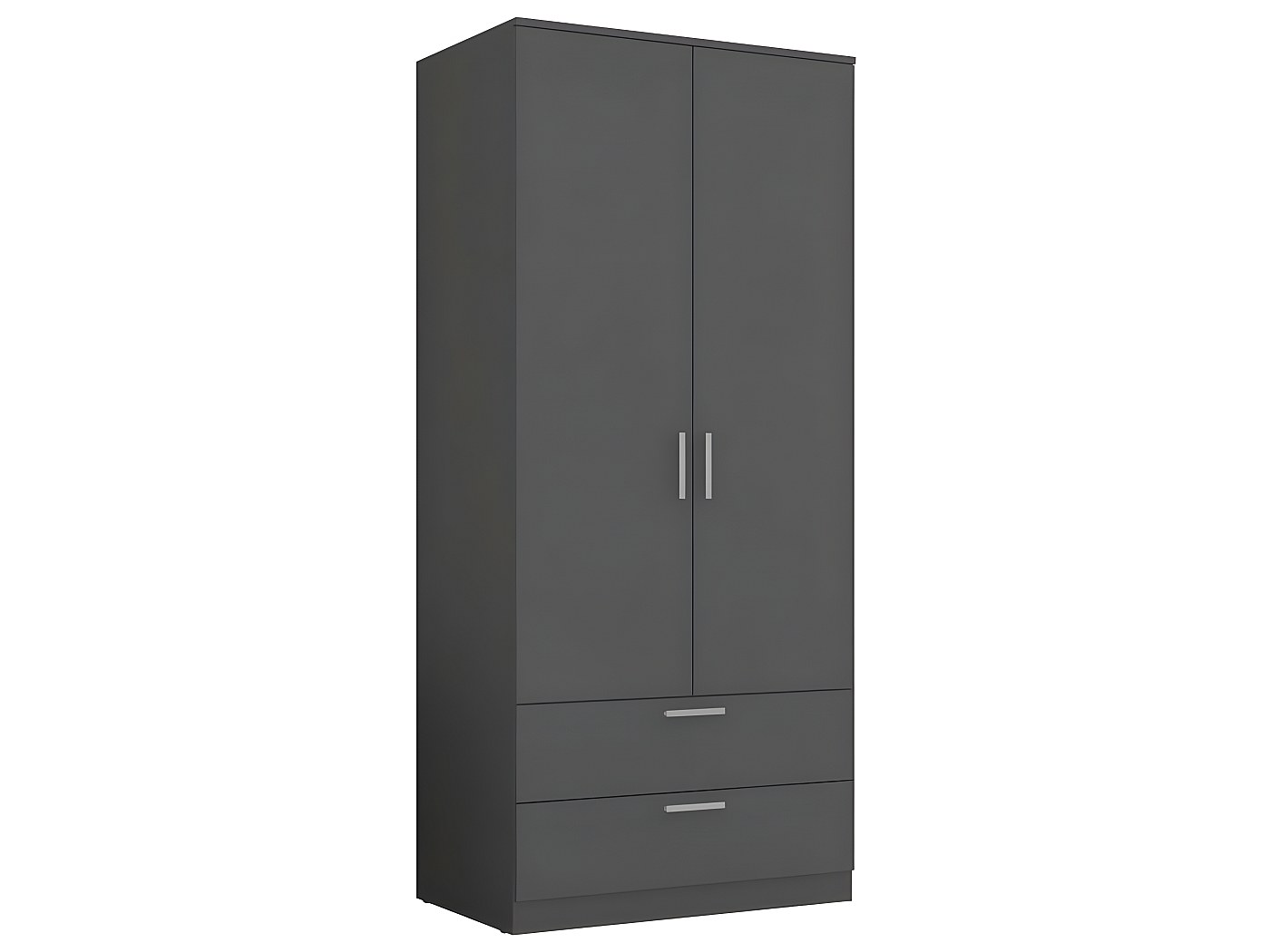 Armoire Dressing 2 Portes 2 Tiroirs Grise
