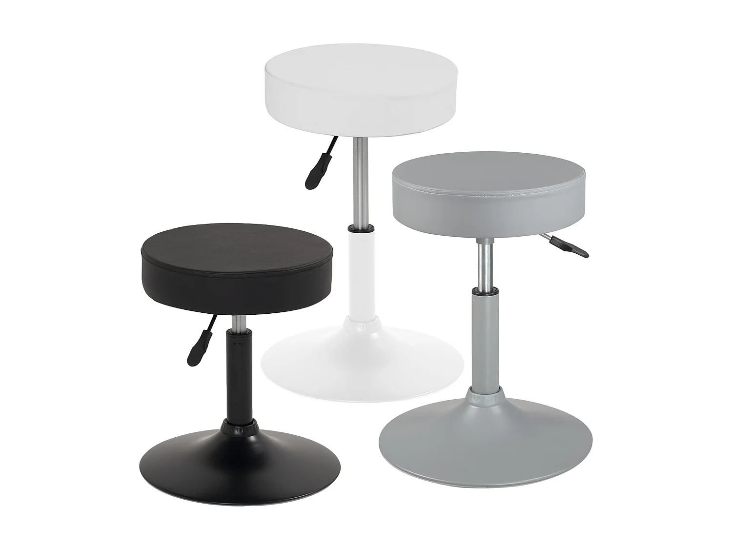 Tabouret de travail simili cuir rembourré moussepivotant hauteur réglable 43 à 57 cm YU (noir)