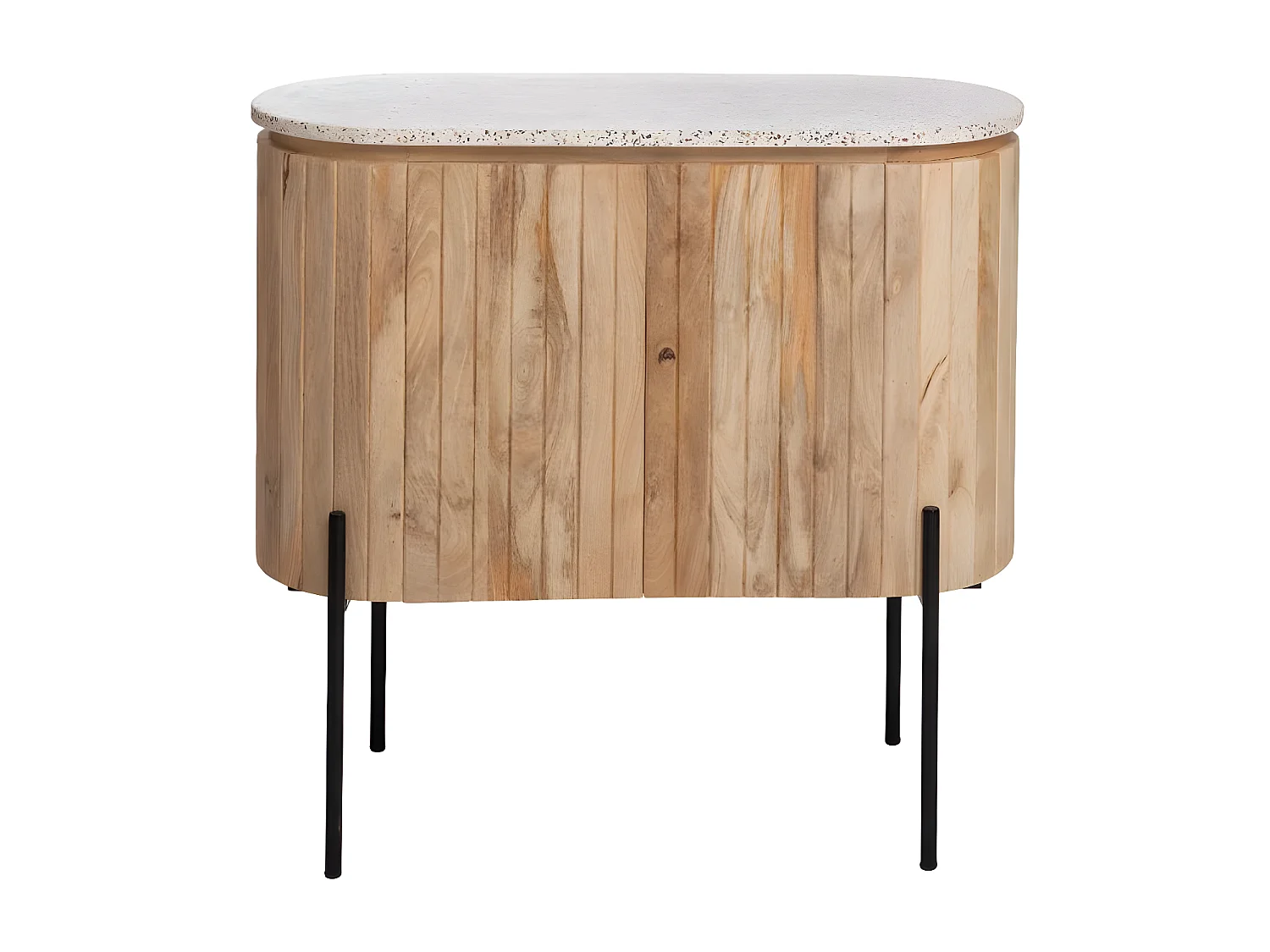 Meuble sous vasque en bois de manguier et terrazzo Lou