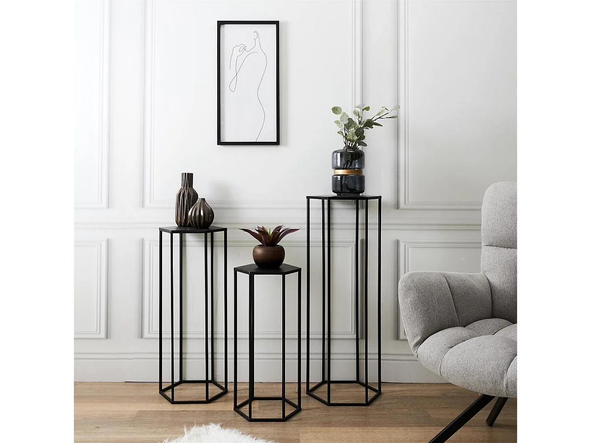 RAZZA - Lot de 3 Sellettes Gigognes Métal Noir