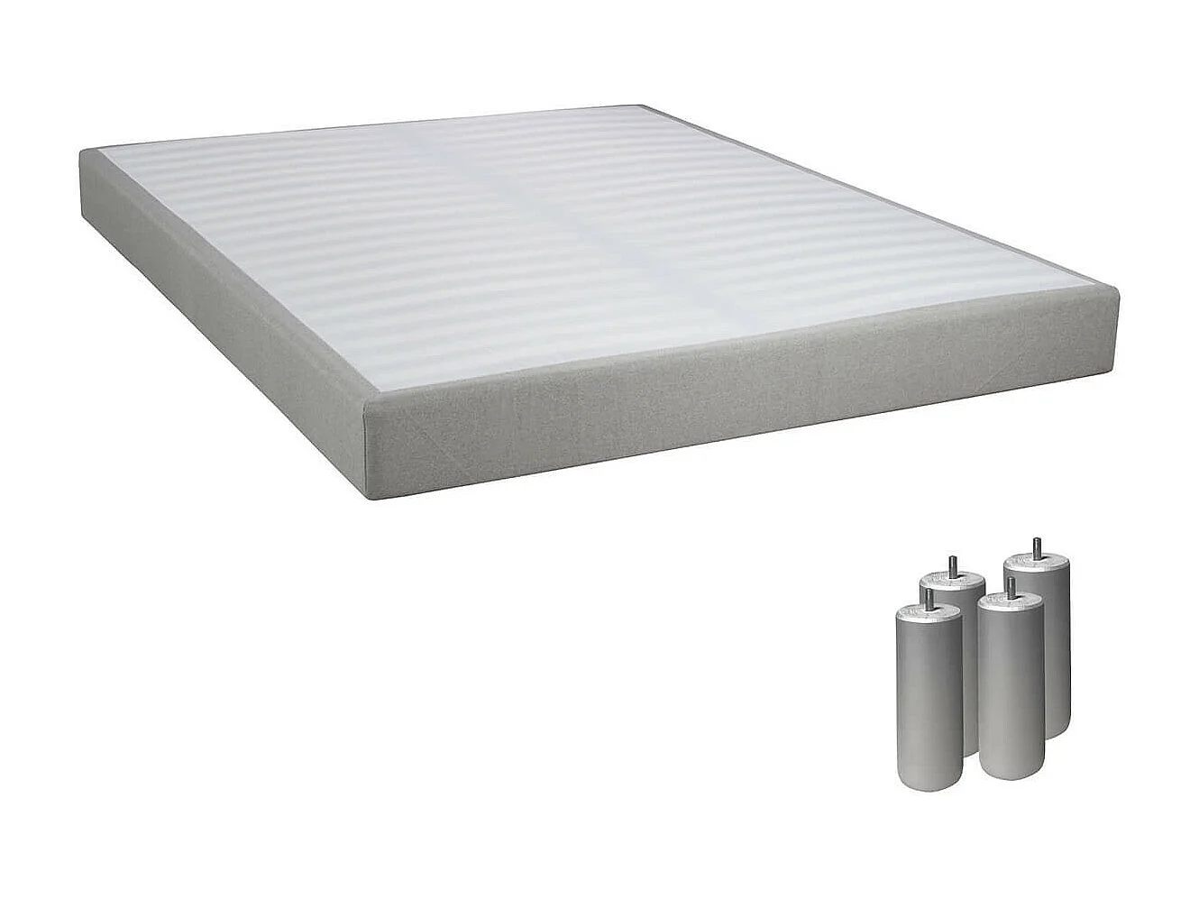 TAPIKIT - Sommier Tapissier Démontable 2x20 Lattes 140x190cm Lin + Pieds Argent 15cm