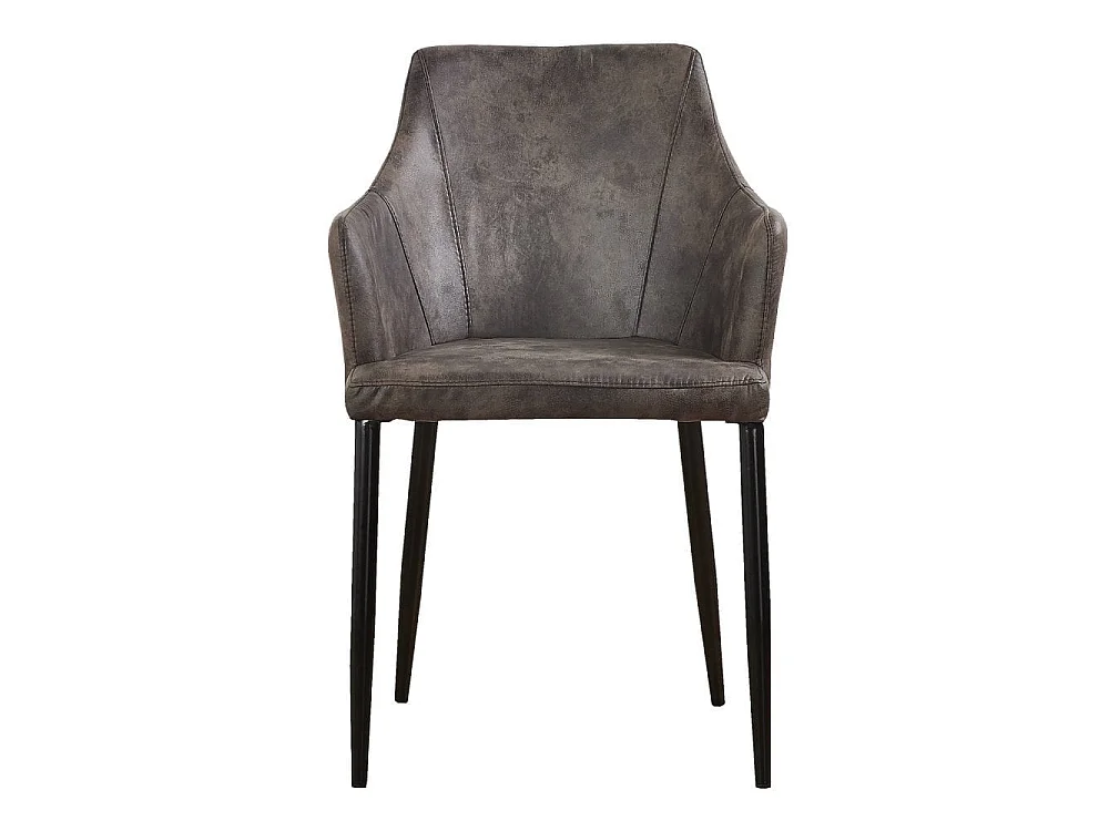 ZARAH - Chaise Design en Simili Cuir Gris Foncé - Rembourrée - Gris Foncé