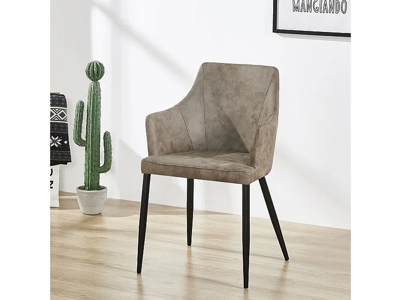 ZARAH - Chaise Design en Simili Cuir Couleur Taupe - Rembourrée - Taupe
