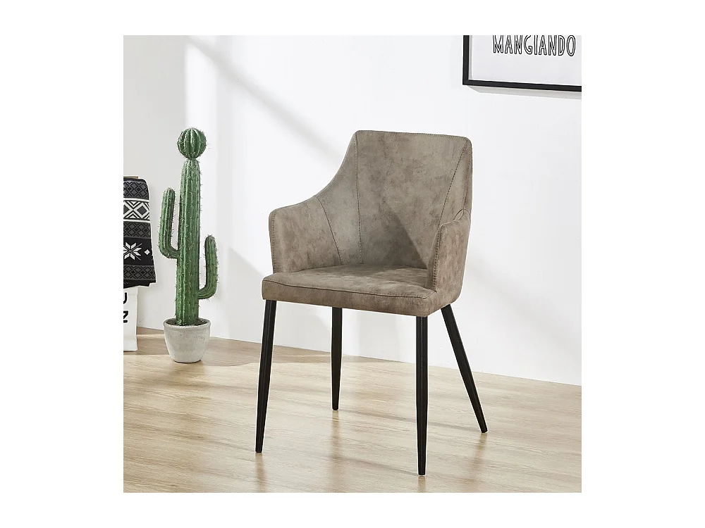 ZARAH - Chaise Design en Simili Cuir Couleur Taupe - Rembourrée - Taupe