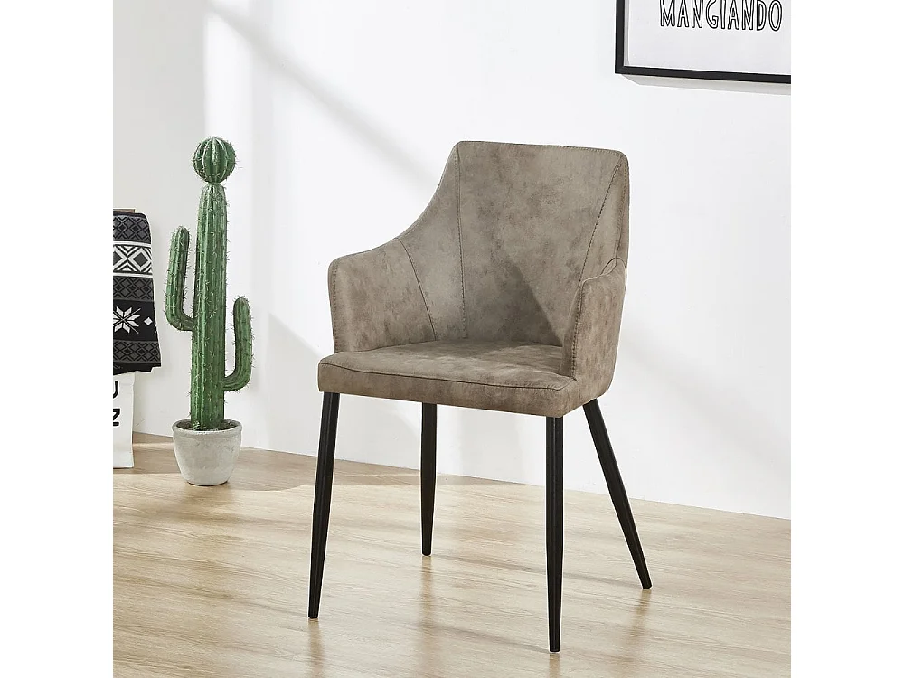 ZARAH - Chaise Design en Simili Cuir Couleur Taupe - Rembourrée - Taupe