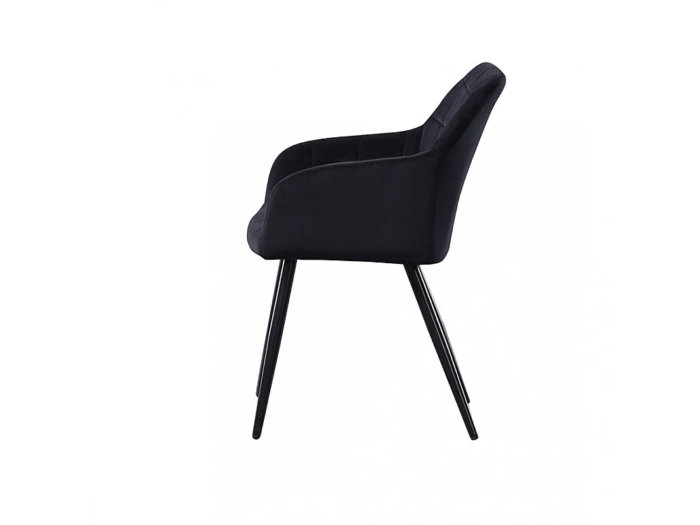 CAMDEN - Chaise de Salle à Manger en Velours Capitonnée - Style Contemporain - Pieds en Métal - Noir