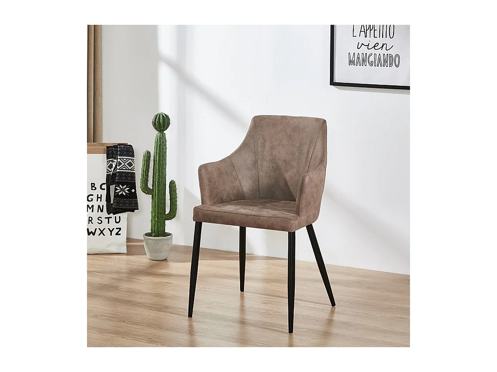 ZARAH - Chaise Design en Simili Cuir Marron Clair - Rembourrée - Marron