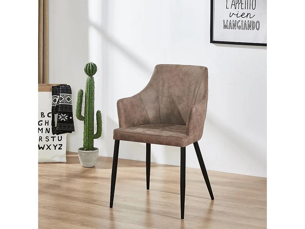 ZARAH - Chaise Design en Simili Cuir Marron Clair - Rembourrée - Marron