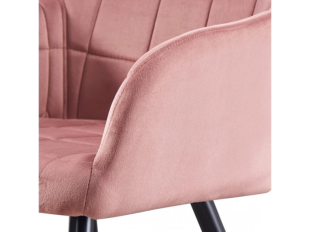 CAMDEN - Chaise de Salle à Manger en Velours Capitonnée - Style Contemporain - Pieds en Métal - Rose