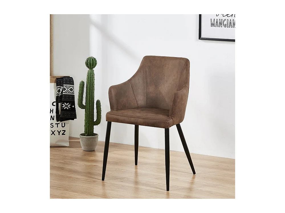 ZARAH - Chaise Design en Simili Cuir Marron - Rembourrée - Marron Chocolat