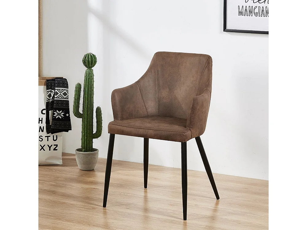 ZARAH - Chaise Design en Simili Cuir Marron - Rembourrée - Marron Chocolat