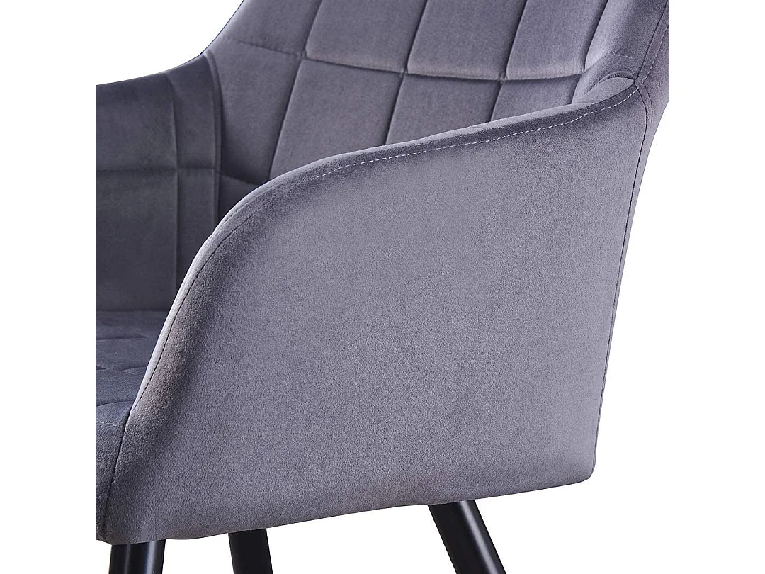 CAMDEN - Chaise de Salle à Manger en Velours Capitonnée - Style Contemporain - Pieds en Métal - Gris Foncé